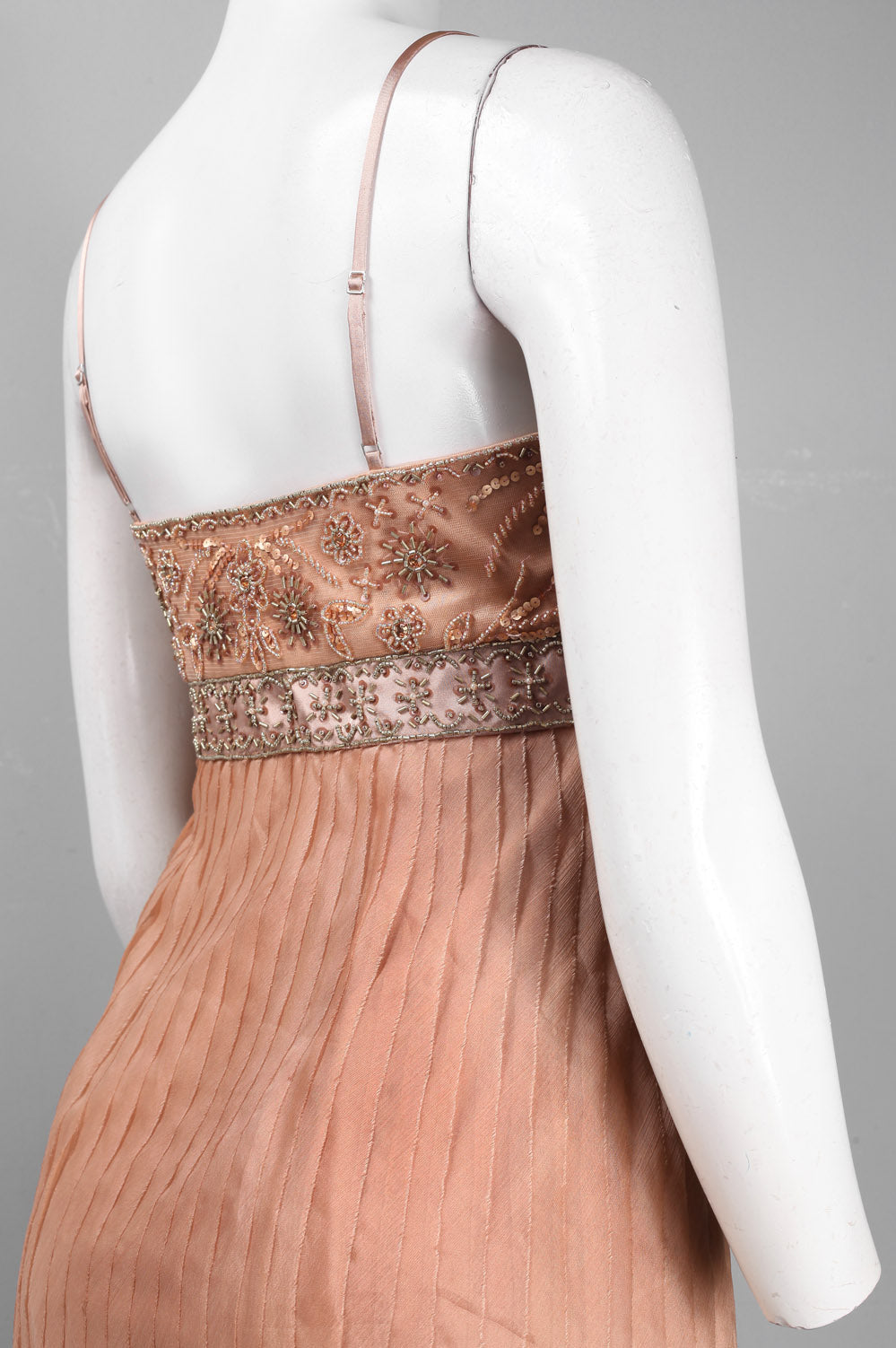 Sue Wong Spaghetti Strap Beaded Rosette Hem Dress