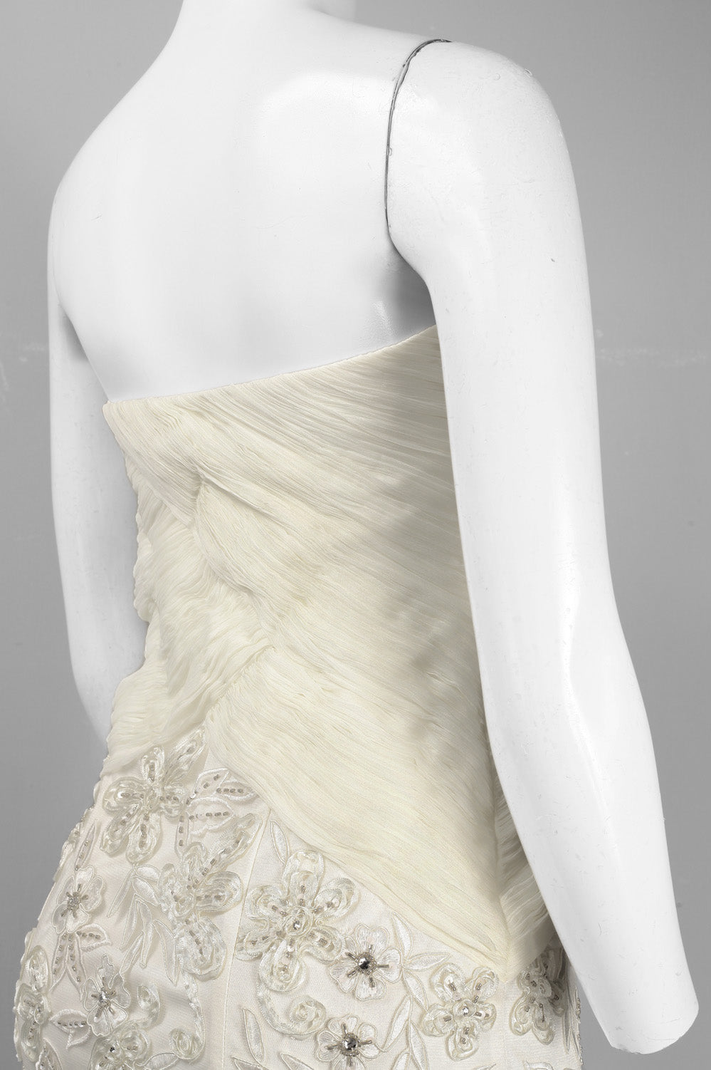 Sue Wong Strapless Embroidered Side Floral Dress