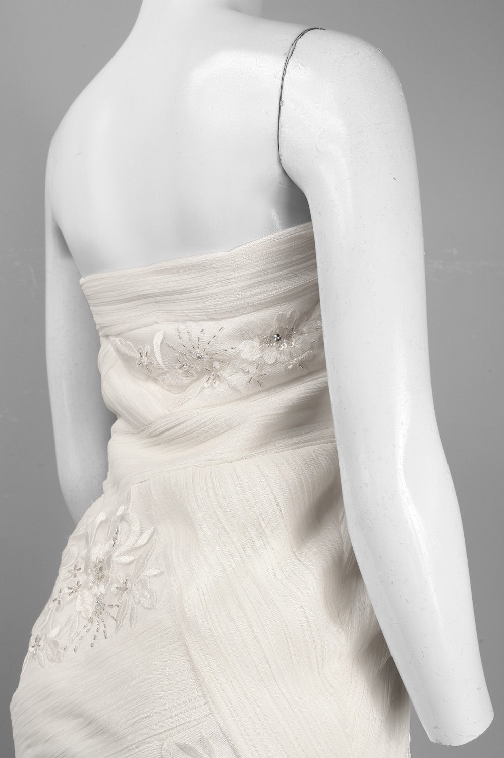 Sue Wong Strapless Pleated Bandage Floral Dress