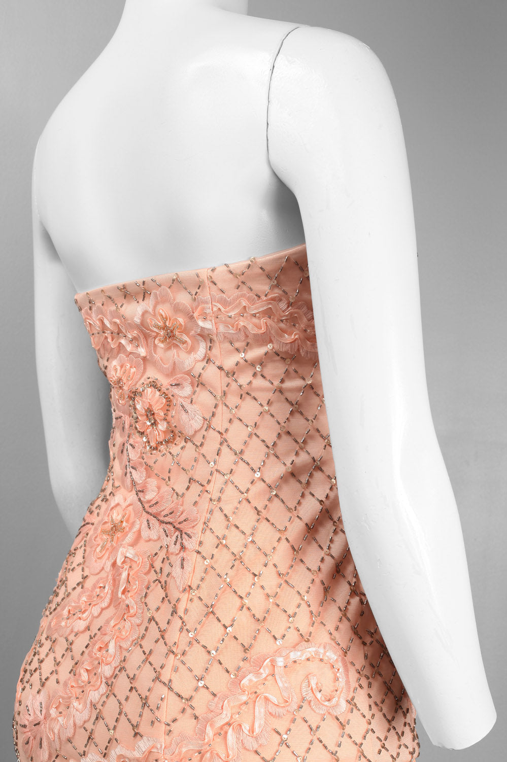 Sue Wong Strapless Floral Beaded Mermaid Dress