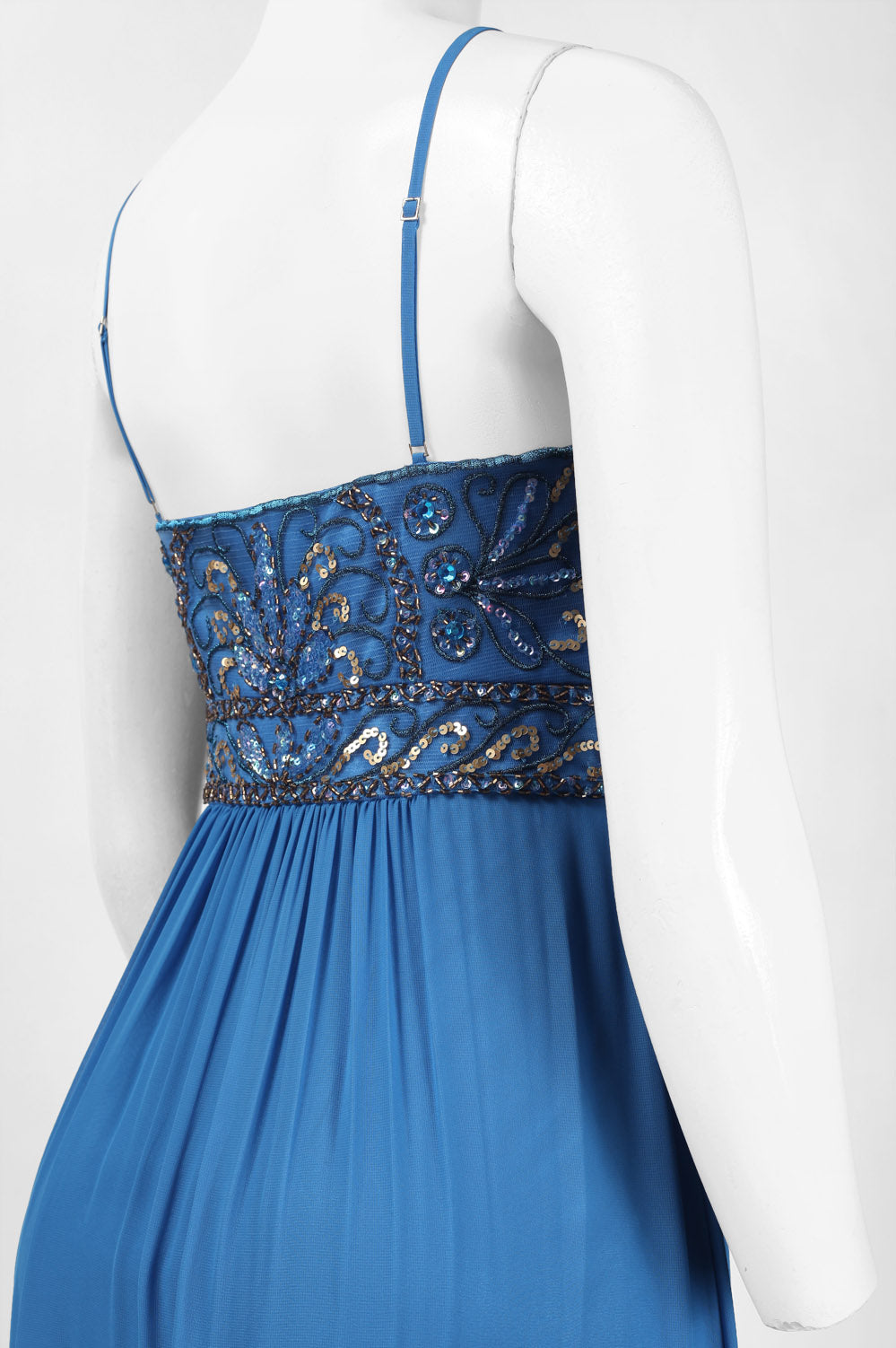 Sue Wong Spaghetti Strap Beaded Empire Dress