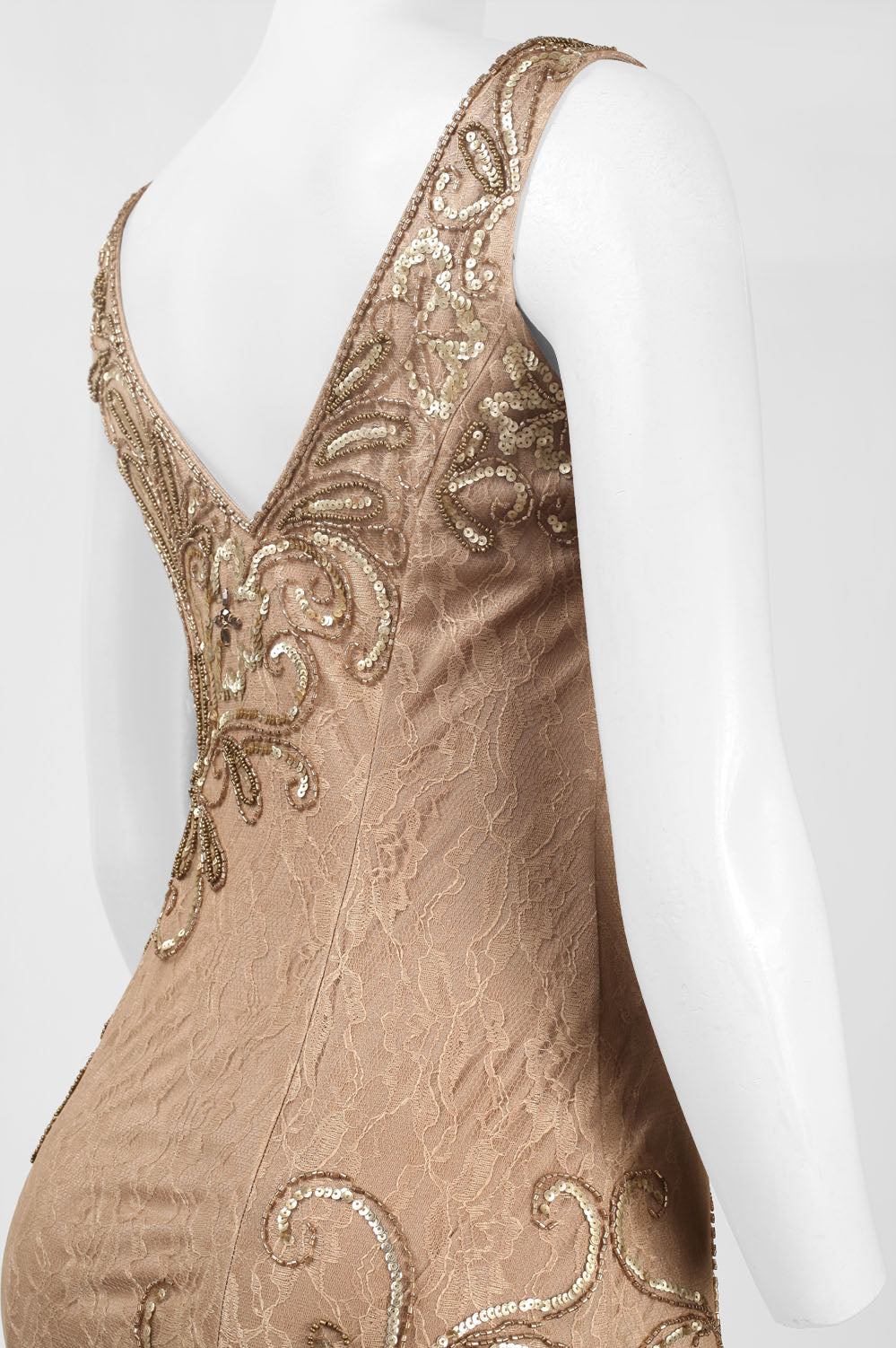 Sue Wong Sleeveless Bodycon Embellished Lace Dress