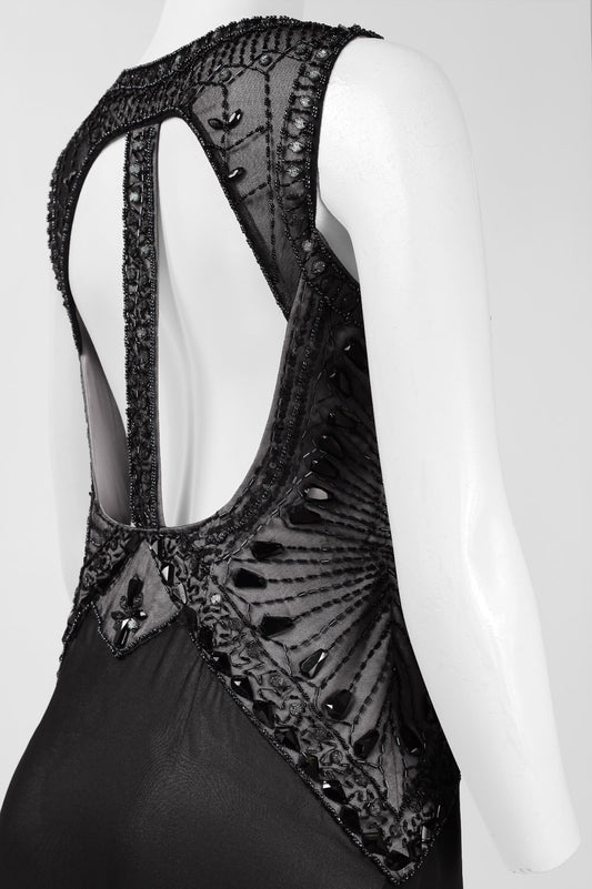 Sue Wong Sleeveless Embellished Open-Back Dress