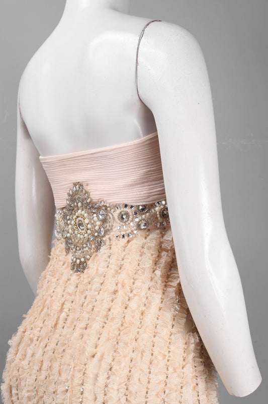 Sue Wong Strapless Bejeweled Floral Mermaid Dress