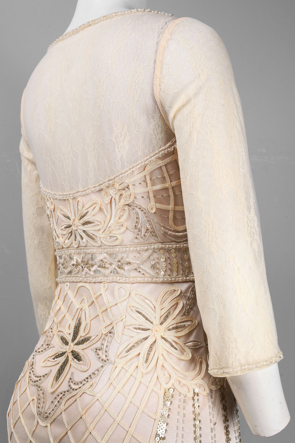 Sue Wong Beaded & Embroidered 3/4 Sleeve Dress