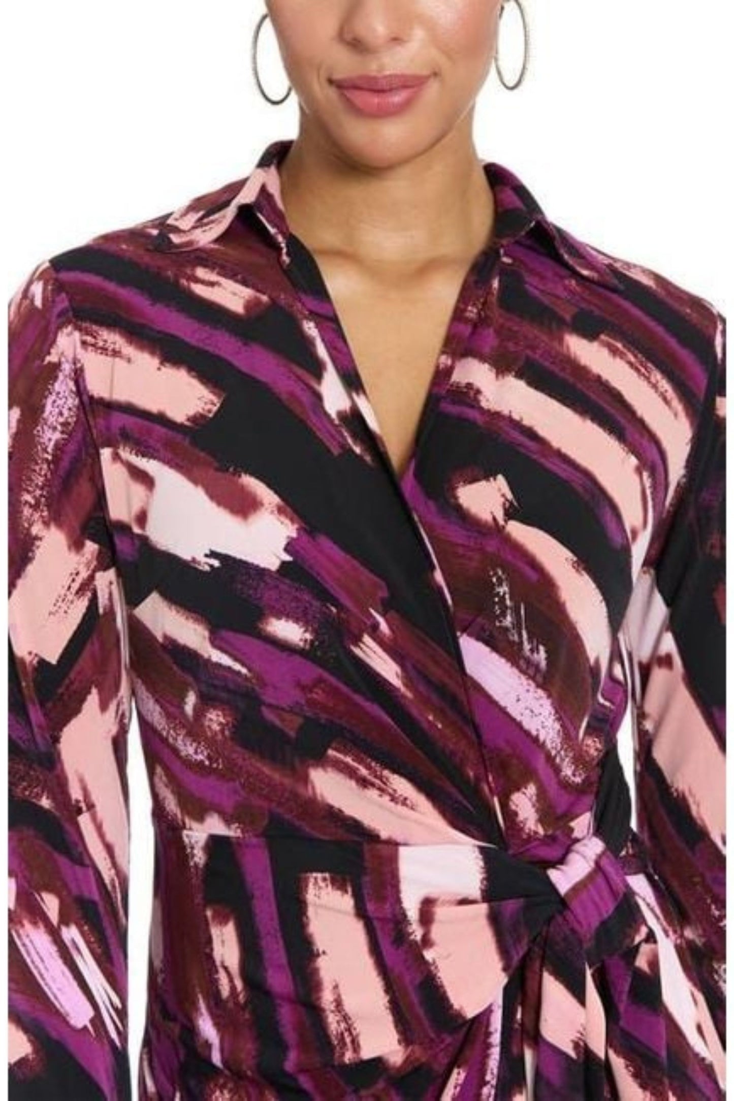 London Times Multi Color Faux Wrap Midi Dress