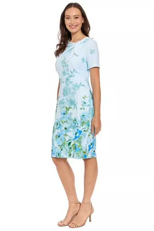 London Times Floral Scuba Sheath Dress