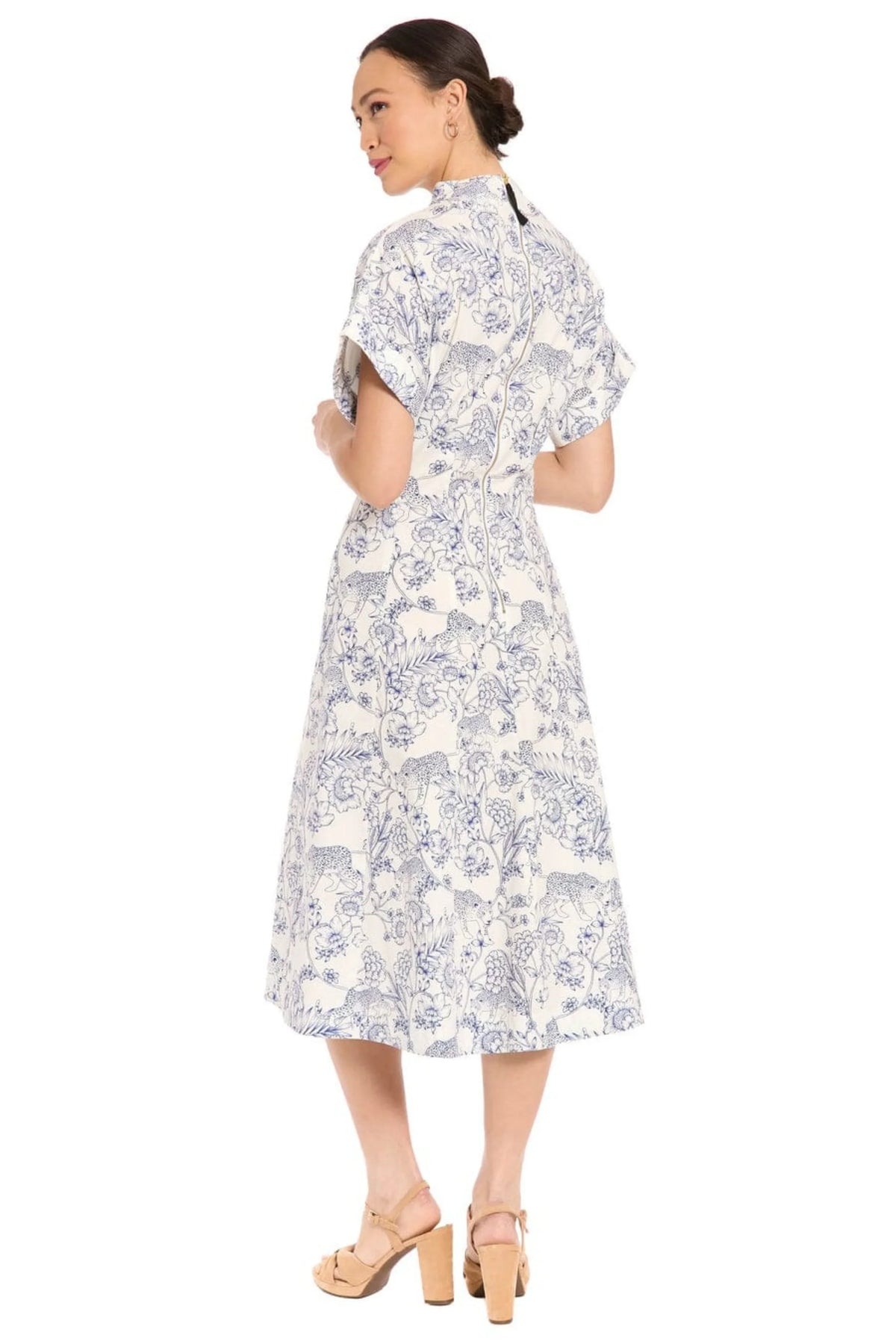 London Times Toile Print Fit-and-Flare Dress
