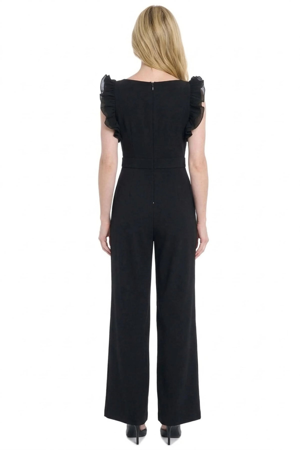 London Times Ruffle Wide-Leg Jumpsuit