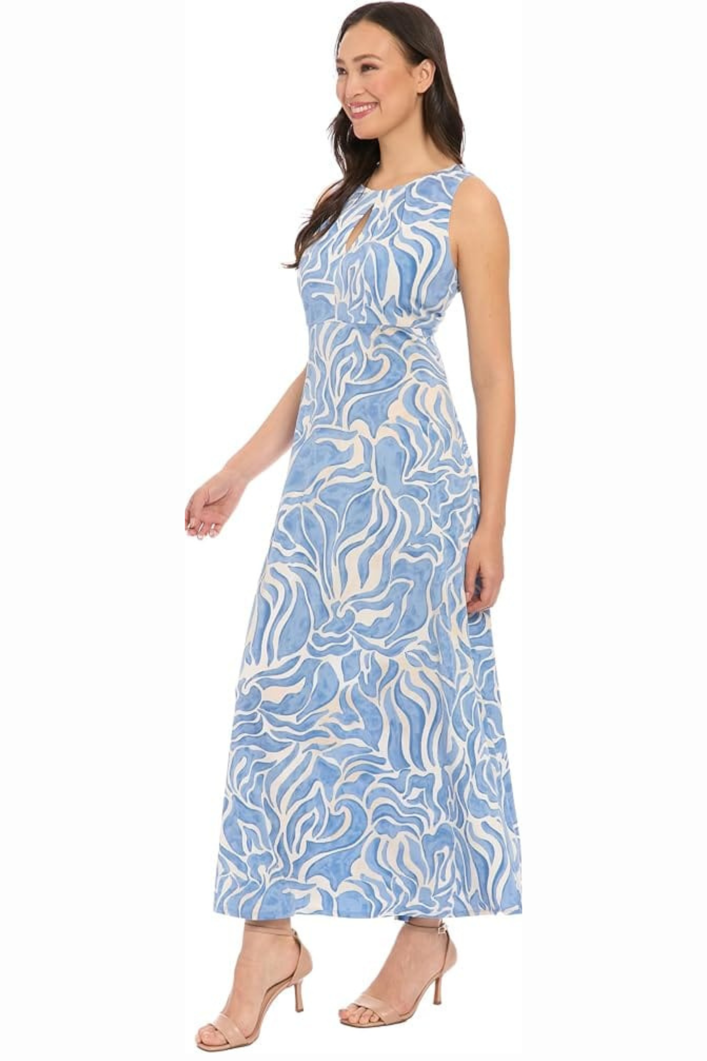 London Times Jacquard Tiered Maxi Shirt-Dress