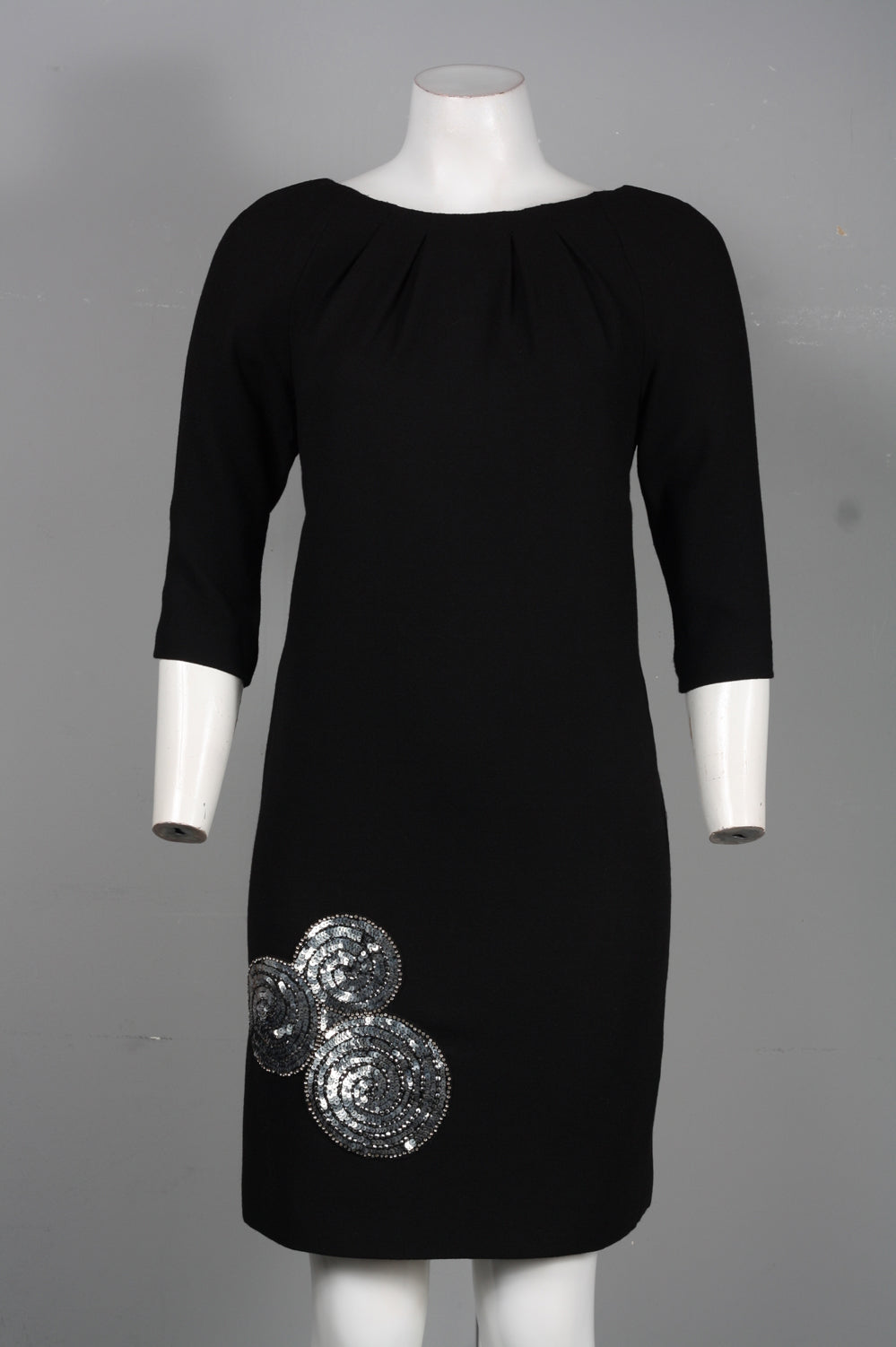 Theia Elbow Sleeve Embellished Bottom Detail Wool Blend Dress  New  Yorker's Apparel