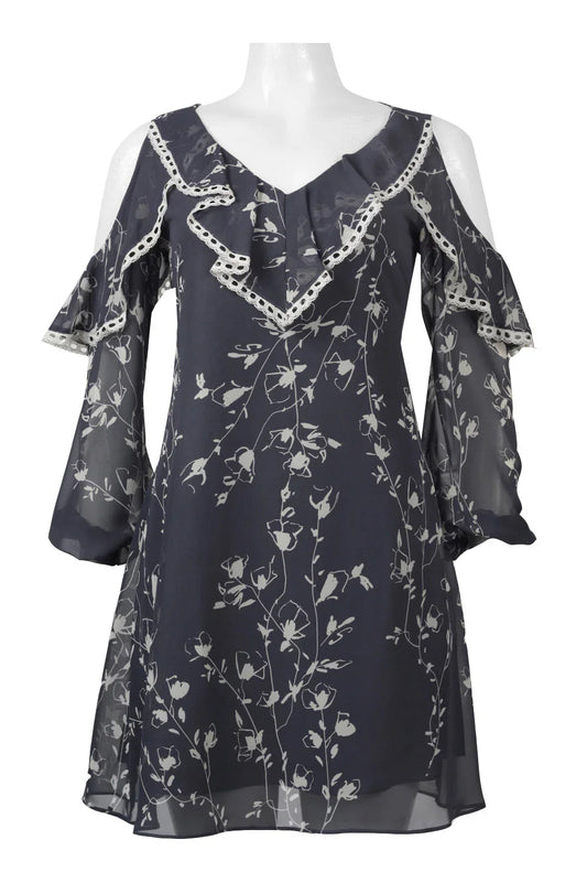 Taylor Grey Floral Cold Shoulder Day Dress