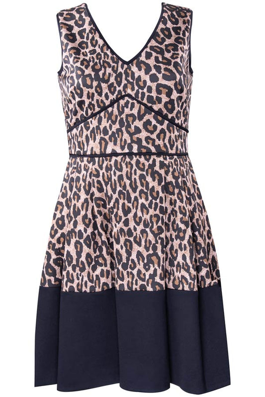 Taylor V Neck Leopard Print A-Line Dress