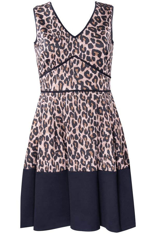 Taylor V Neck Leopard Print A-Line Dress