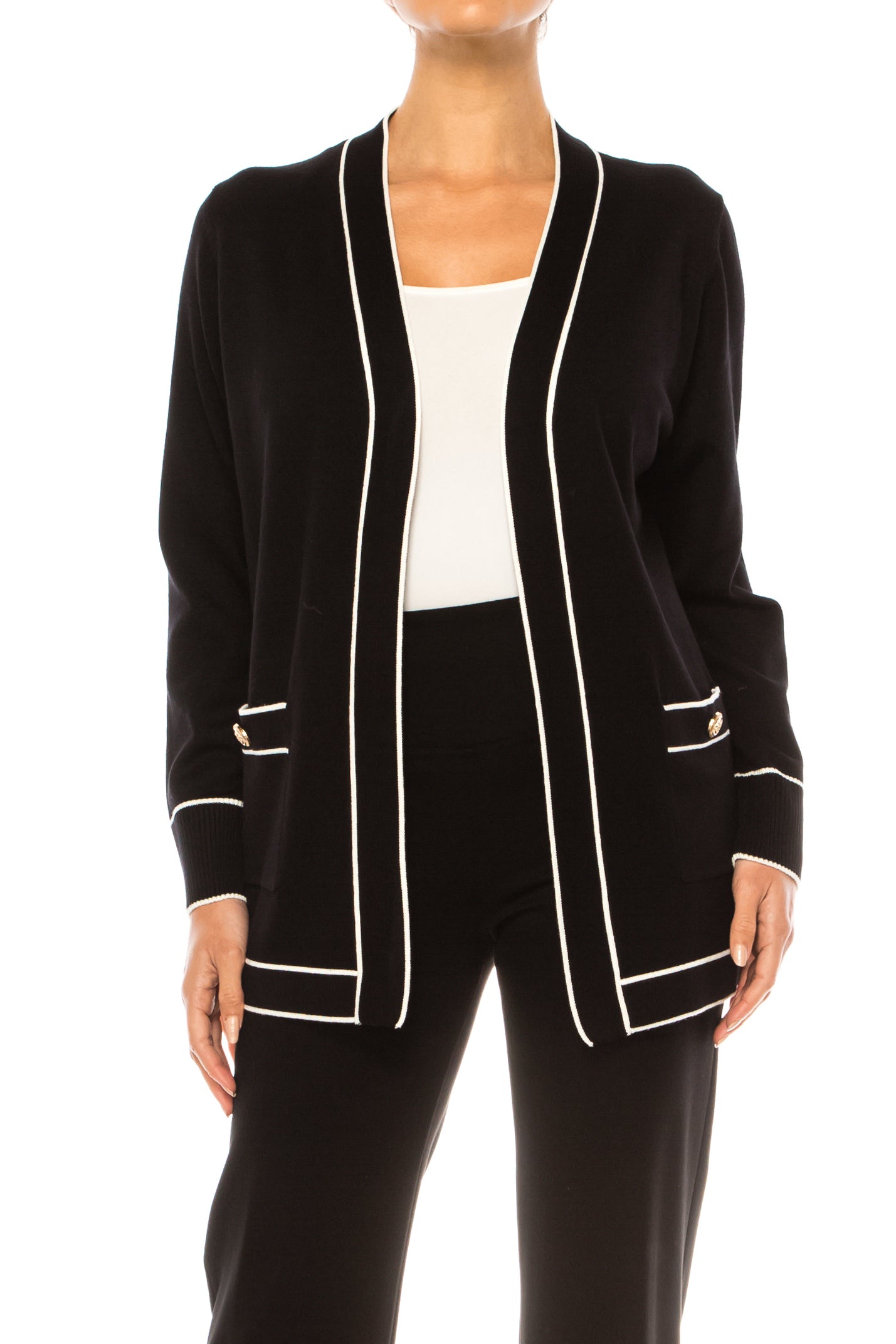 Vila Milano Contrast Trim Cardigan Sweater