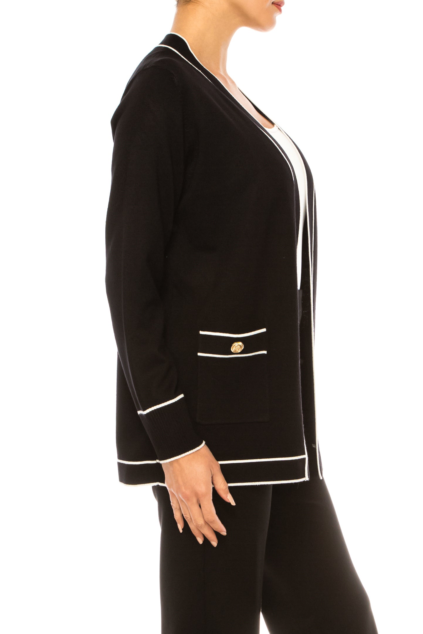 Vila Milano Contrast Trim Cardigan Sweater