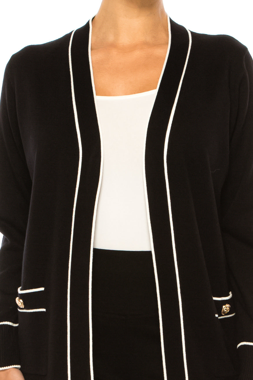 Vila Milano Contrast Trim Cardigan Sweater