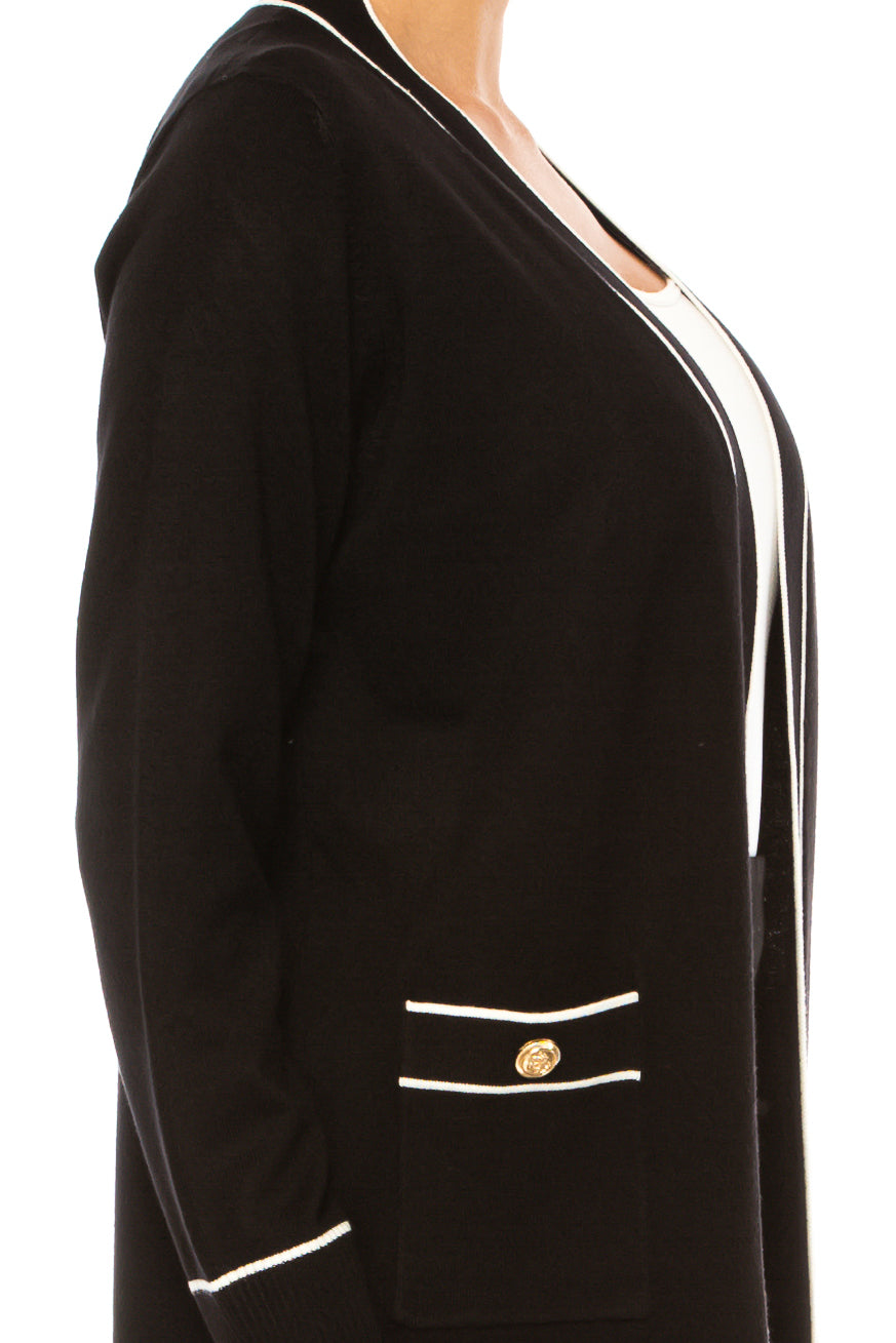 Vila Milano Contrast Trim Cardigan Sweater