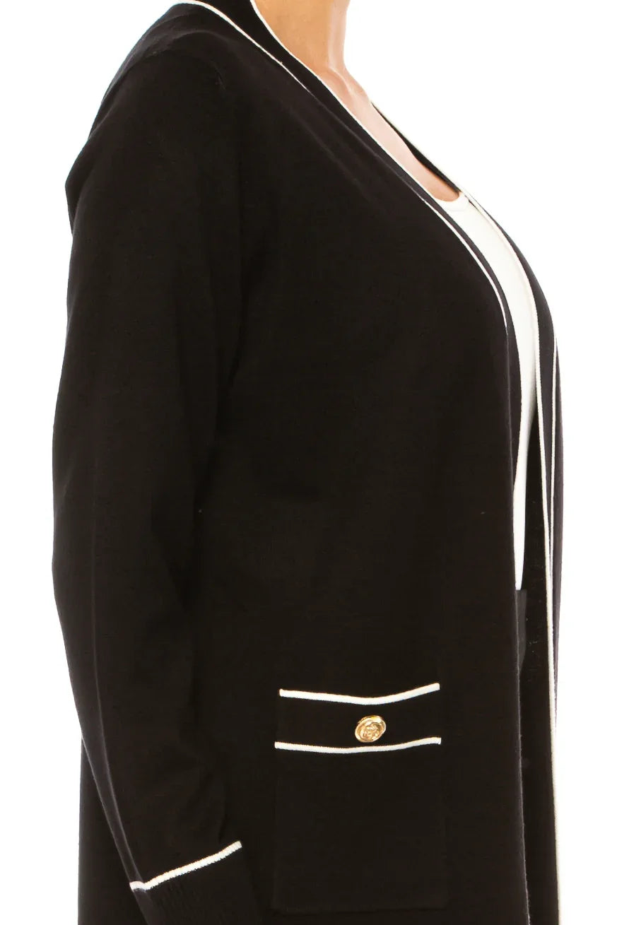 Vila Milano Contrast Trim Cardigan Sweater