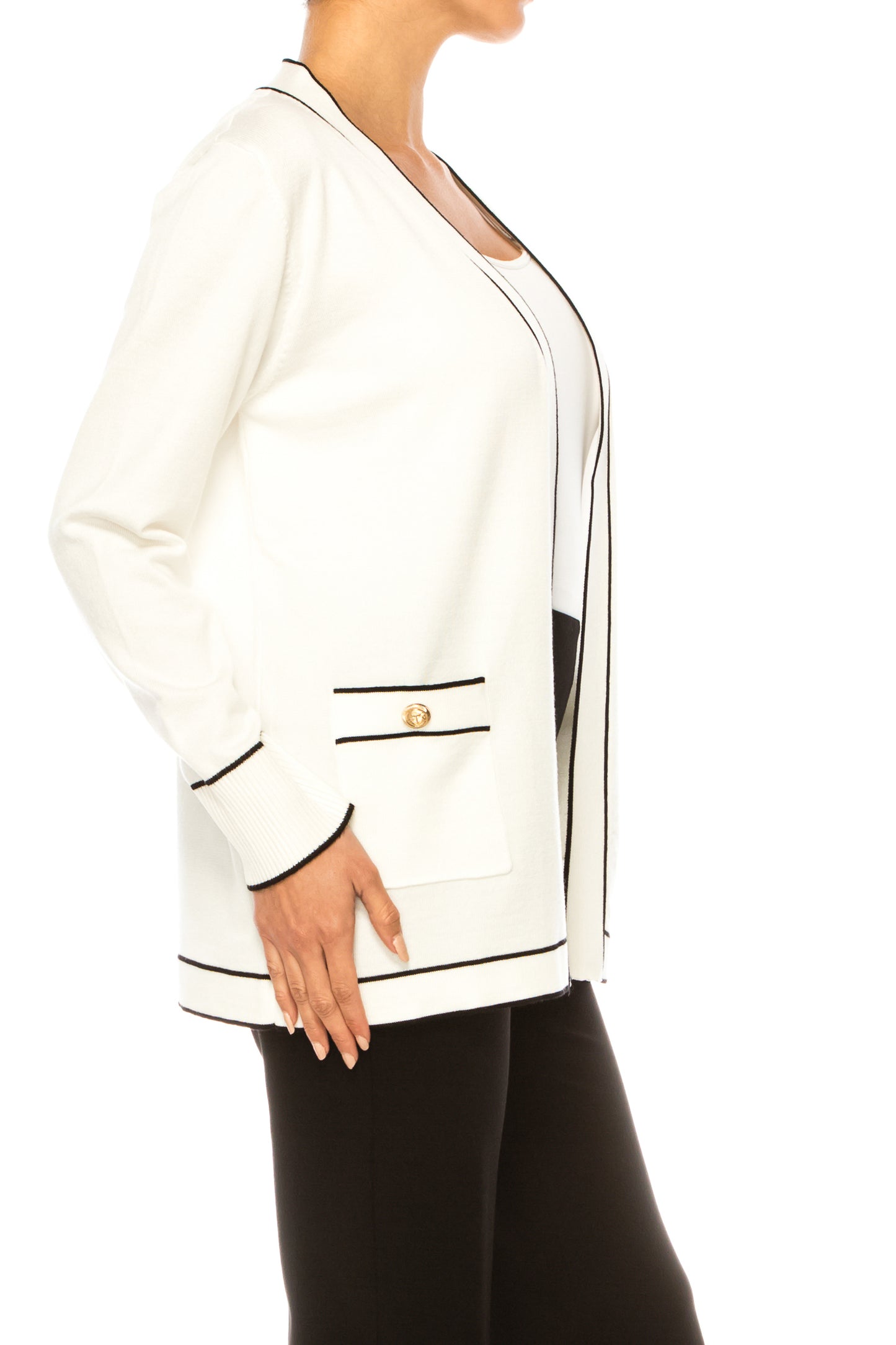 Vila Milano Contrast Trim Cardigan Sweater