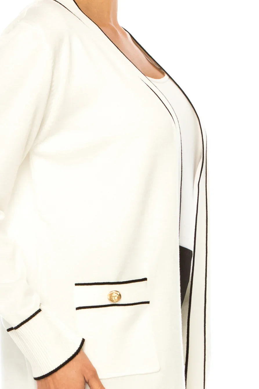 Vila Milano Contrast Trim Cardigan Sweater