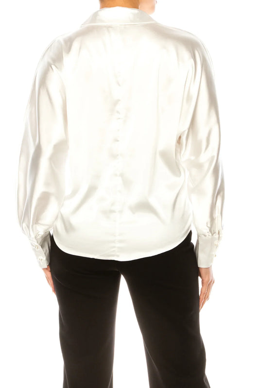 Vivid Long Sleeve Pearl Button Down Shirt
