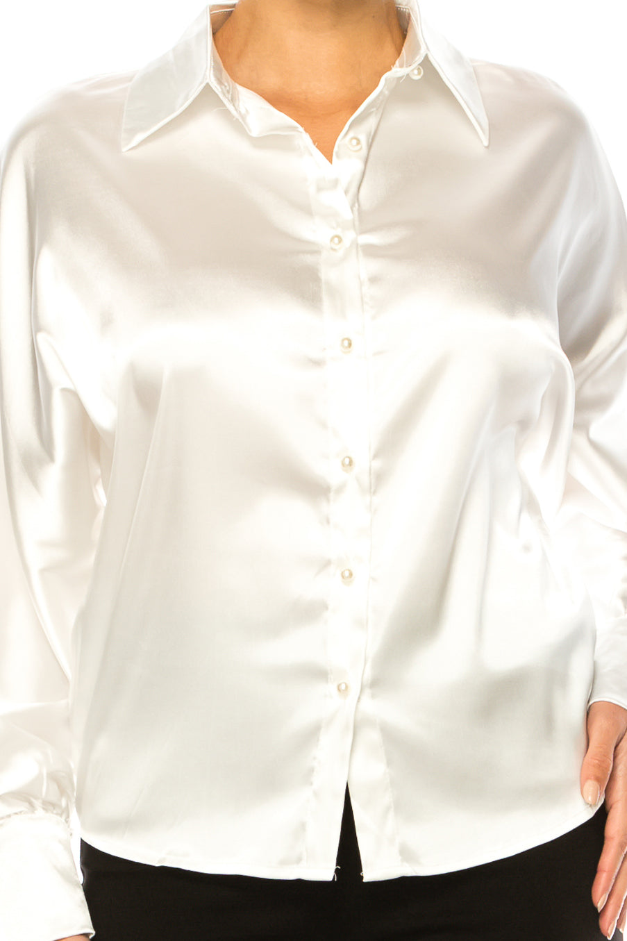 Vivid Long Sleeve Pearl Button Down Shirt