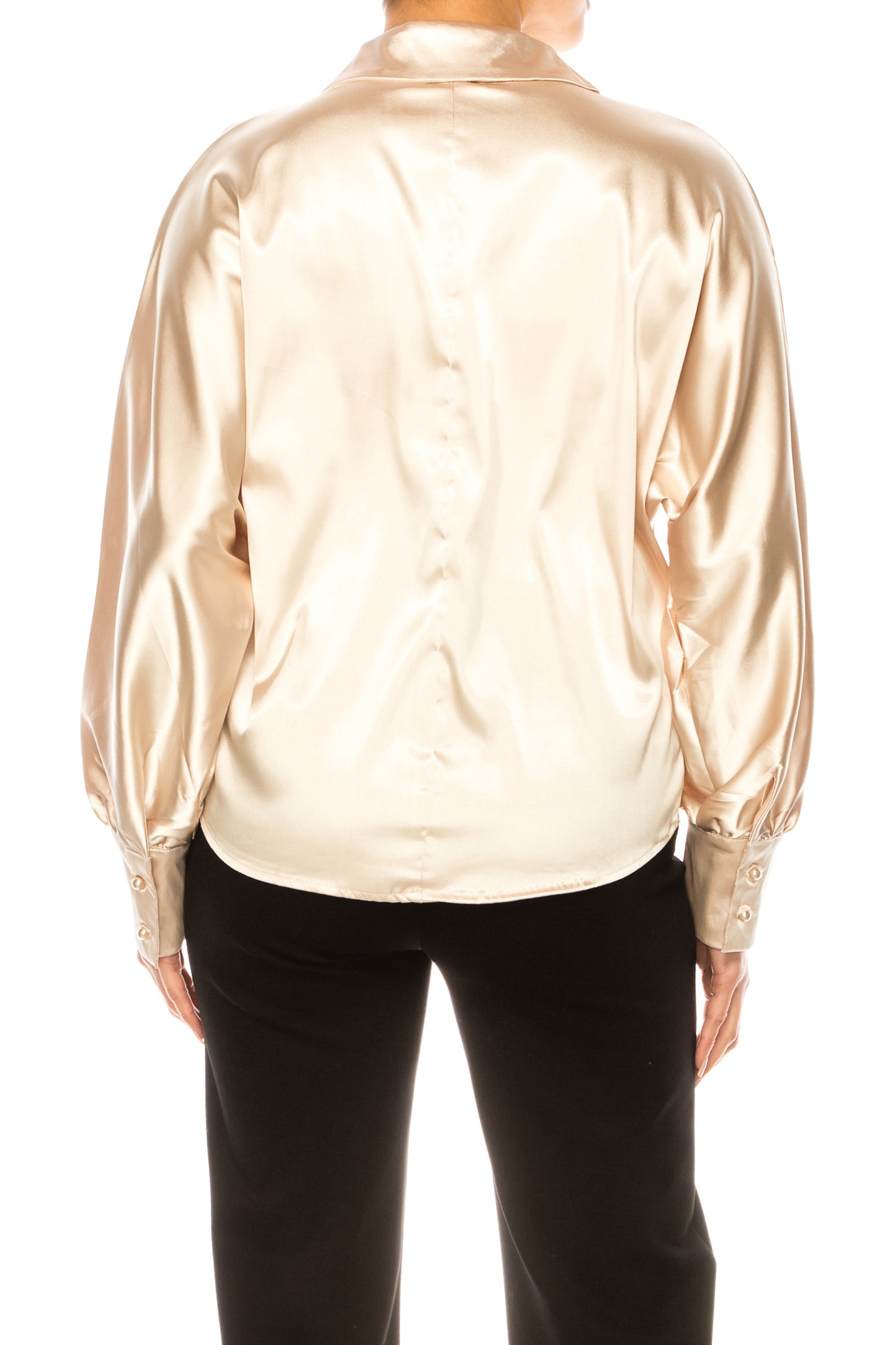 Vivid Long Sleeve Pearl Button Down Shirt