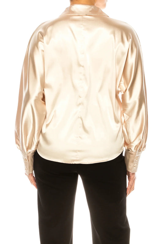 Vivid Long Sleeve Pearl Button Down Shirt