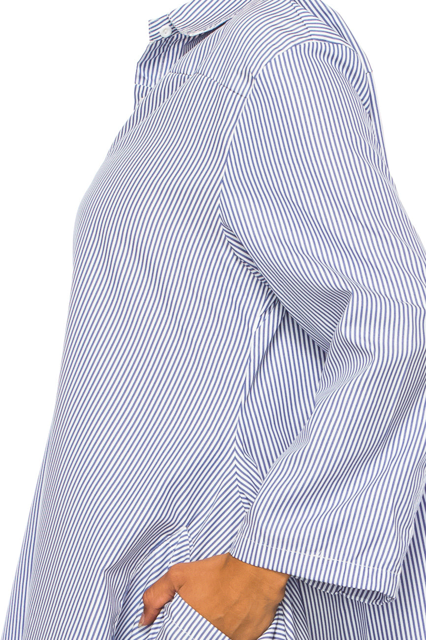 Vivid Long Sleeve Button-Down Shirt Dress