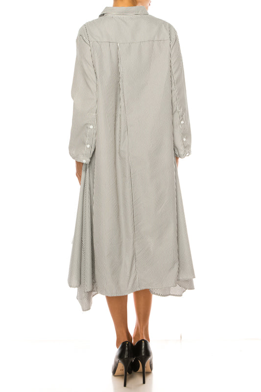 Vivid Long Sleeve Button-Down Shirt Dress