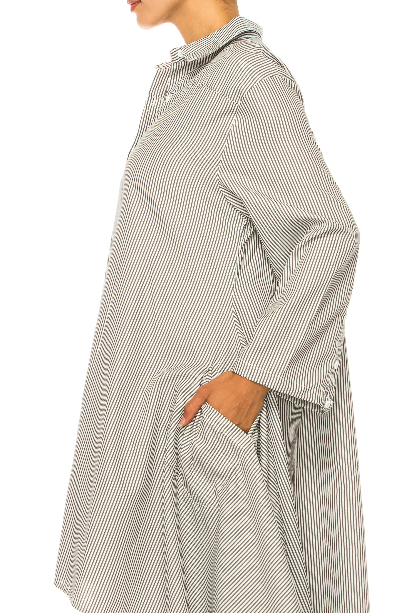 Vivid Long Sleeve Button-Down Shirt Dress