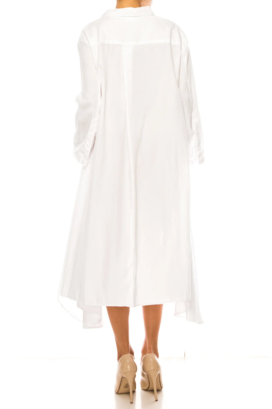 Vivid Long Sleeve Button-Down Shirt Dress
