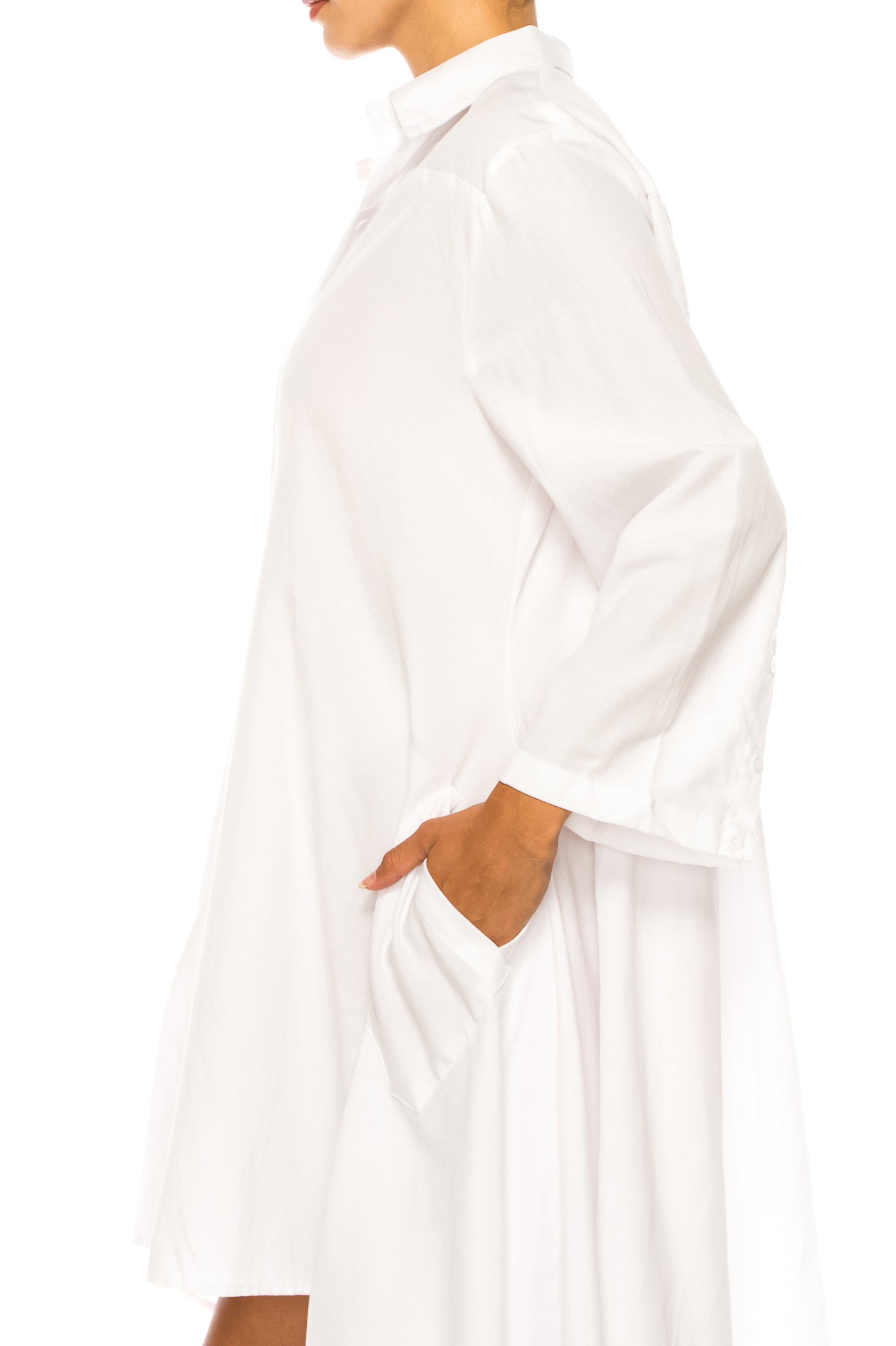 Vivid Long Sleeve Button-Down Shirt Dress