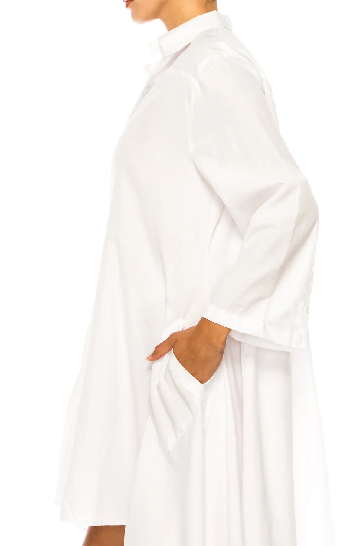 Vivid Long Sleeve Button-Down Shirt Dress