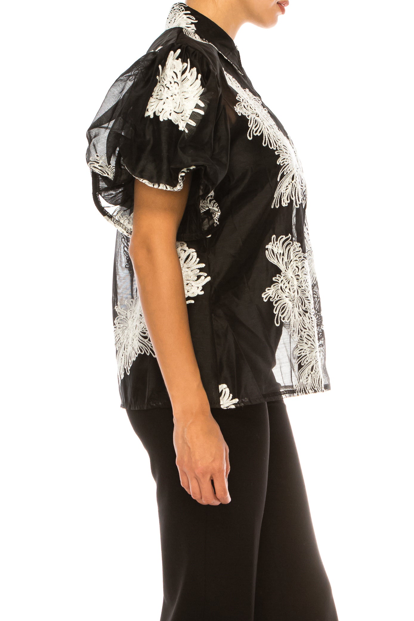Vivid Short Sleeve Embroidered Button Down Shirt