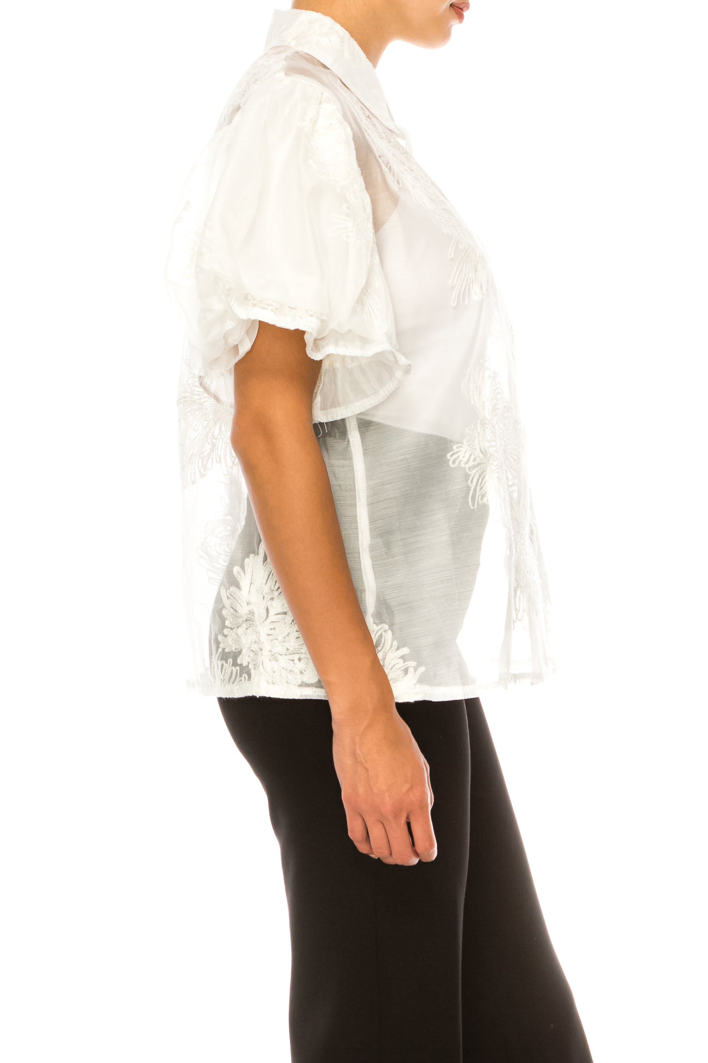 Vivid Short Sleeve Embroidered Button Down Shirt
