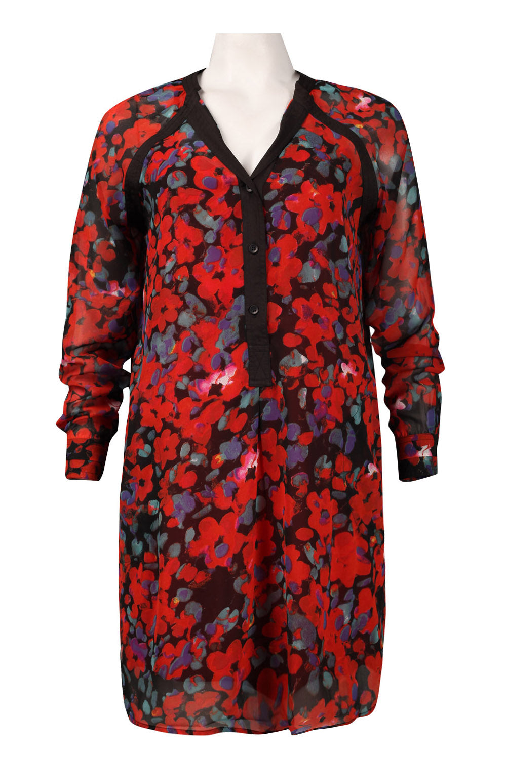 Walter Baker Long Sleeve Floral Print Shirt Dress