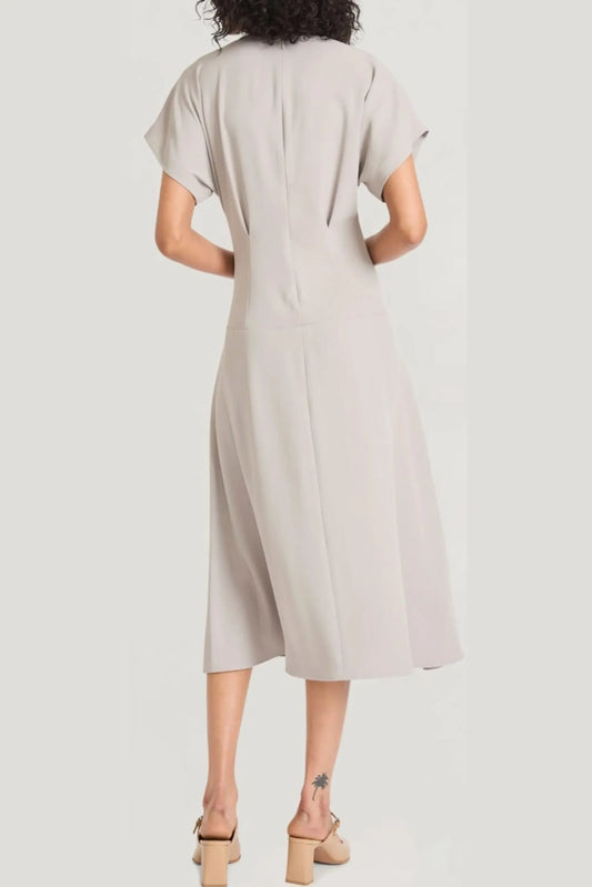 LUXELY Short Sleeve Drop Waist Midi Dress