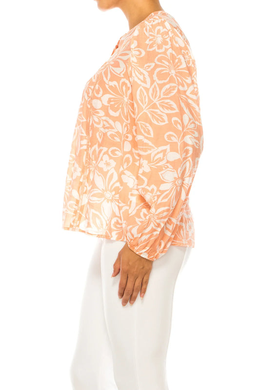 Zac & Rachel Half Button Down Peasant Top