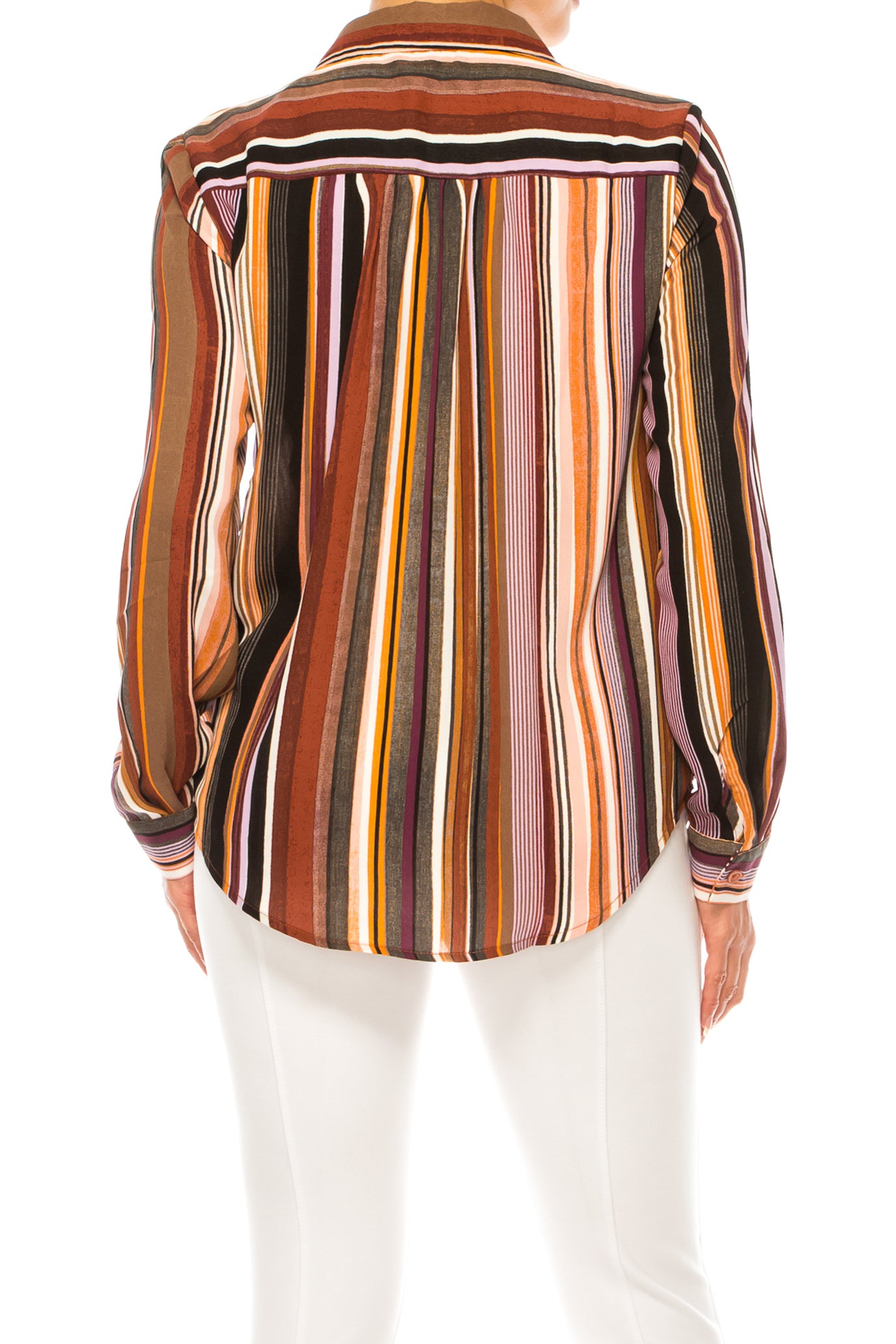 Zac & Rachel Stripe Split Neck Long Sleeve Top