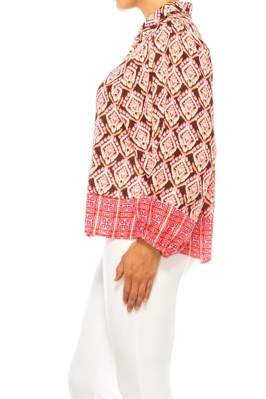 Zac & Rachel Printed Button Down Top