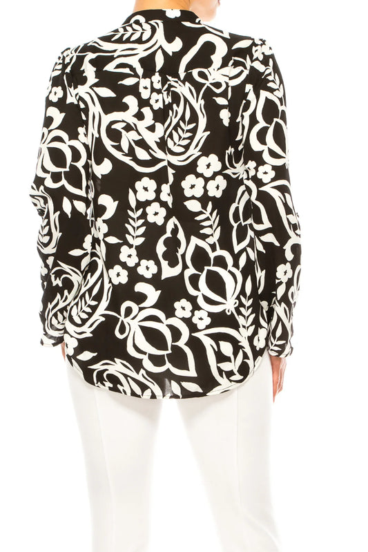 Zac & Rachel Multi Print Half Button Down Top