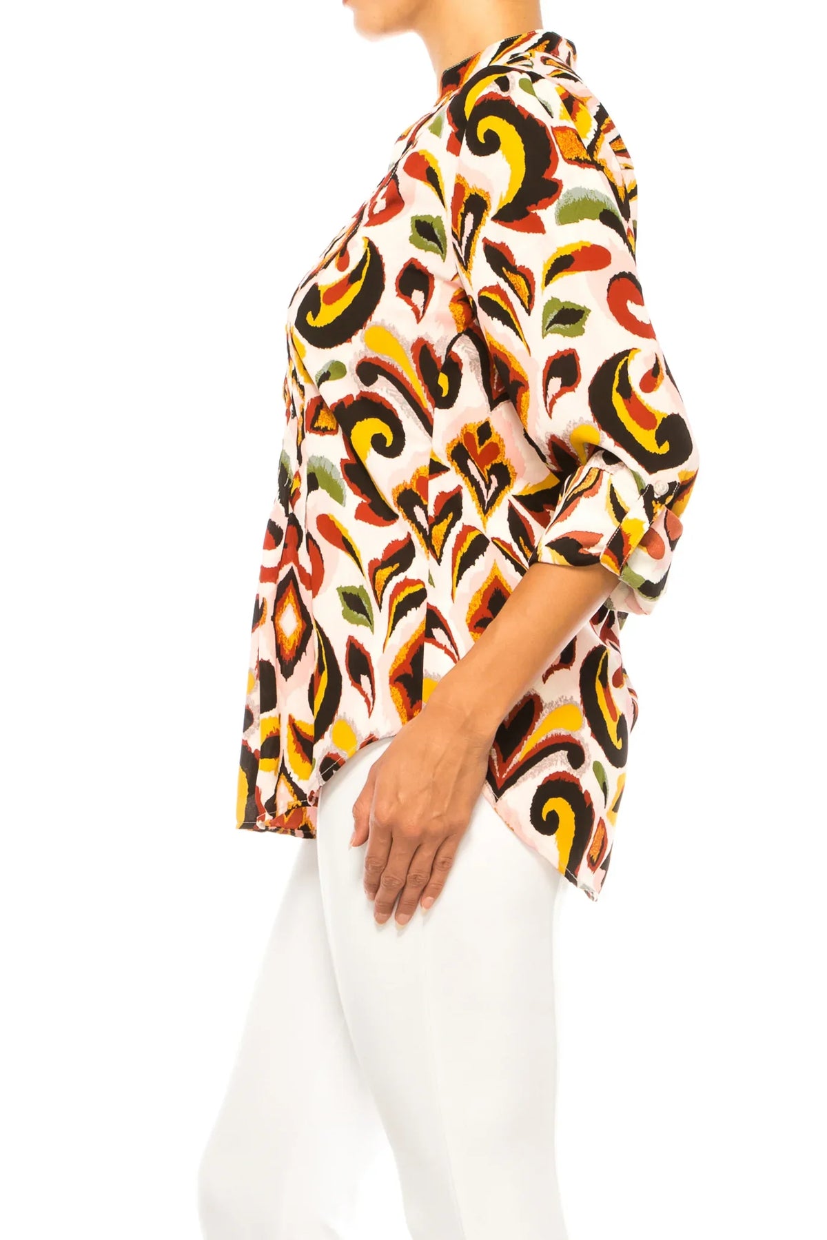 Zac & Rachel Multi Print Half Button Down Top