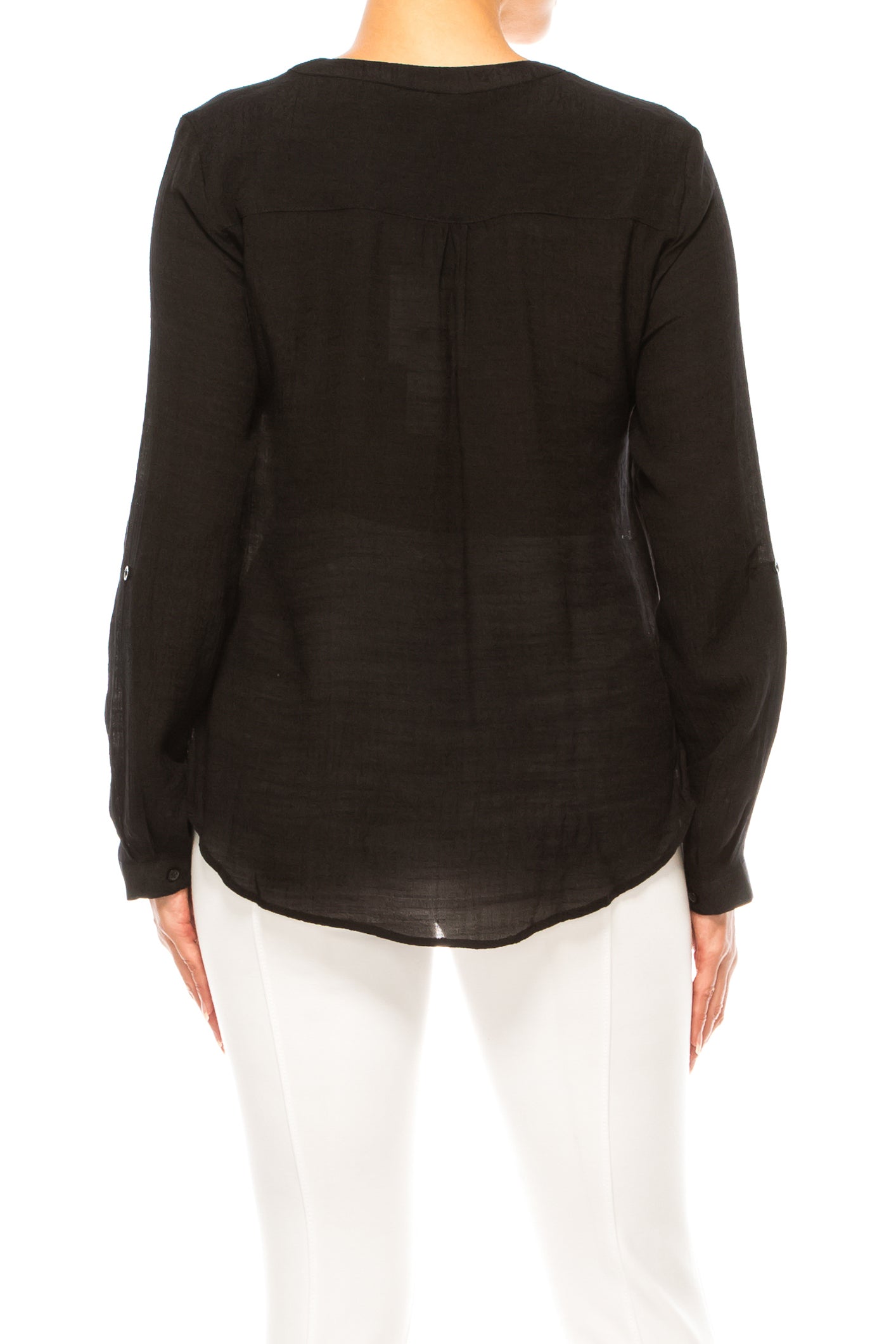 Zac & Rachel Convertible Roll-Sleeve Button-Down Blouse