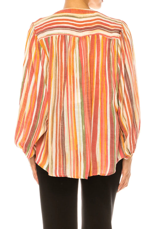 Zac & Rachel Printed Button Down Long Sleeve Top