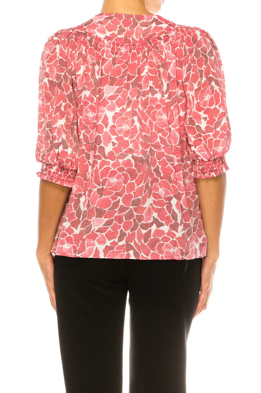 Zac & Rachel Smocked Embroidered Lace Peasant Top