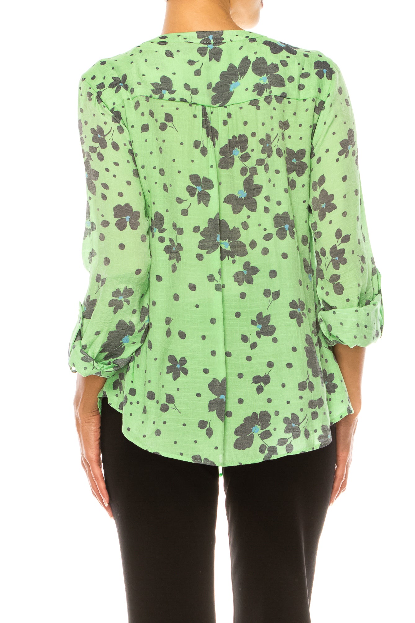 Zac & Rachel Printed 3/4 Sleeve Button Down Top