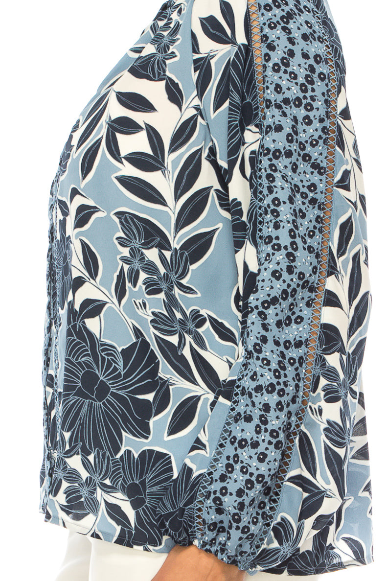 Zac & Rachel Flower Print Button Down Top