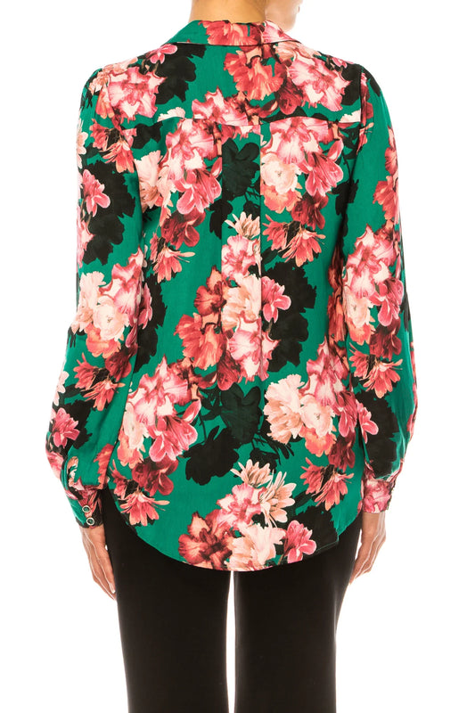 Zac & Rachel Long Sleeve Printed Button-Down Top